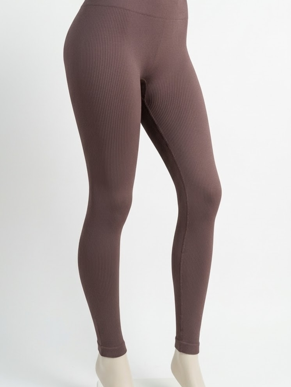 Lemon Brown Ribbed High-Waist Seamless Leggings Size M/M